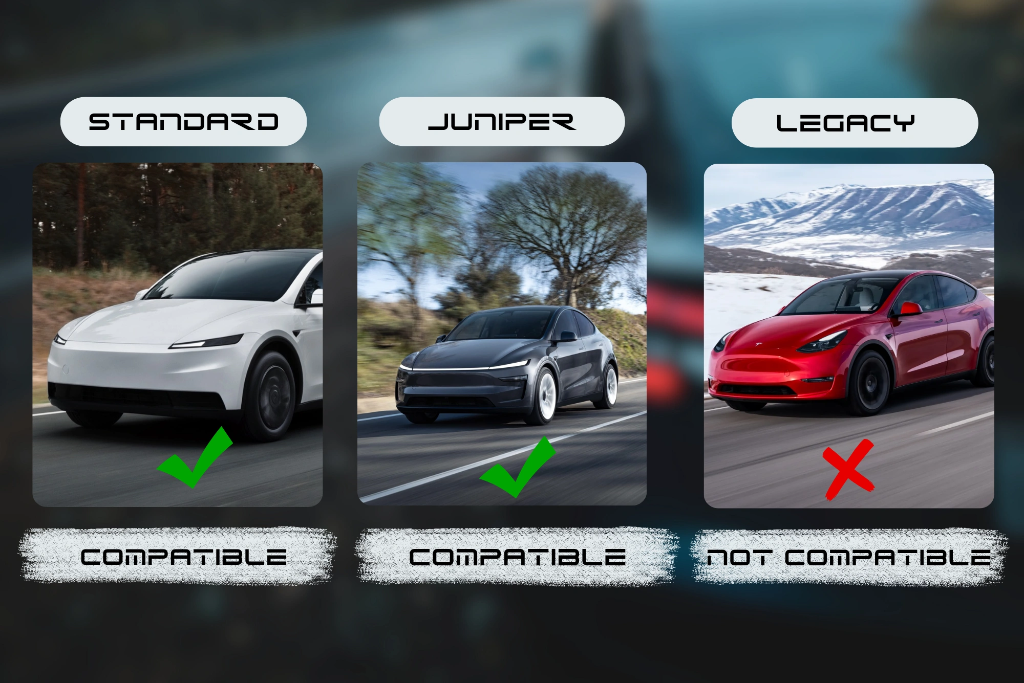 Alternative view of Model Y 2025+ Juniper Mud Flaps Set